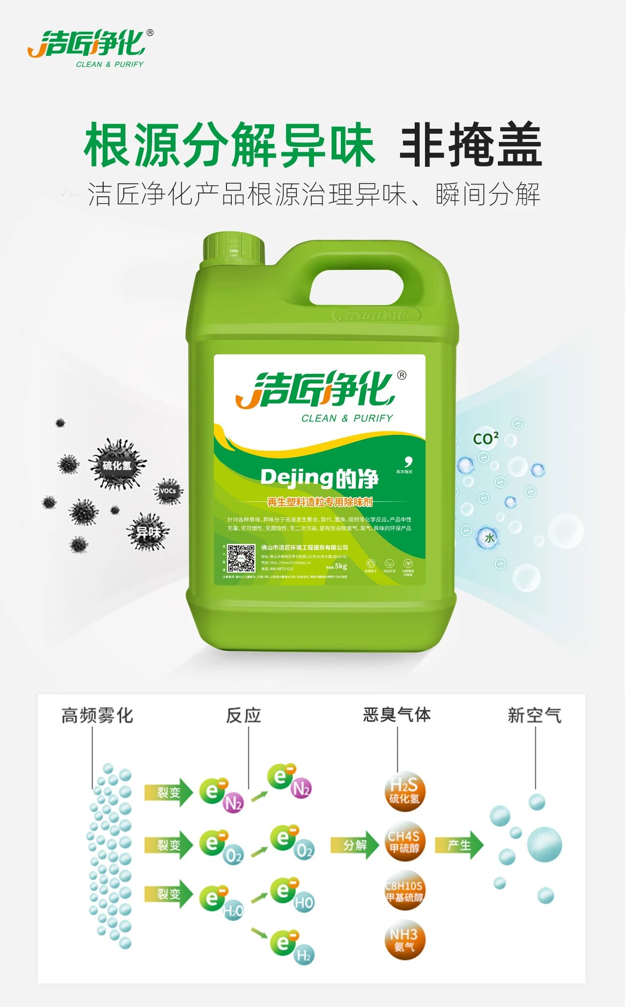 再生塑料造粒生產(chǎn)如何除臭？Dejing的凈除臭劑一站式解決方案！.jpg